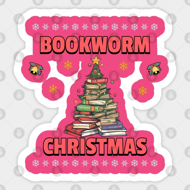 Bookworm Christmas Tree books Sticker by VisionDesigner